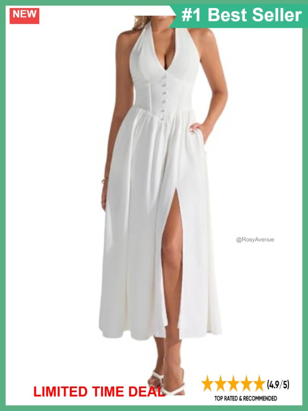 Womens Summer Floral Halter Flowy Corset Wedding Guest Midi Dress